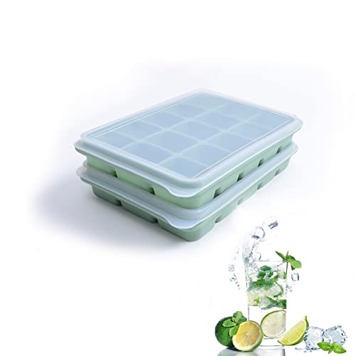 Eco-Friendly Ice Cube Trays Set of 2, effortless Release 15 soft-bottom