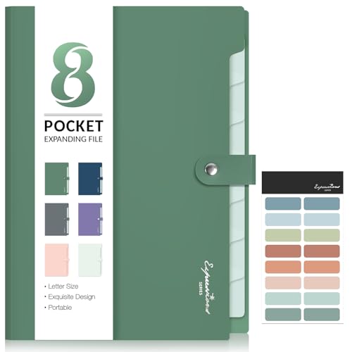 Sooez Elegant Accordion File Organizer, 8 Pocket Essentials
