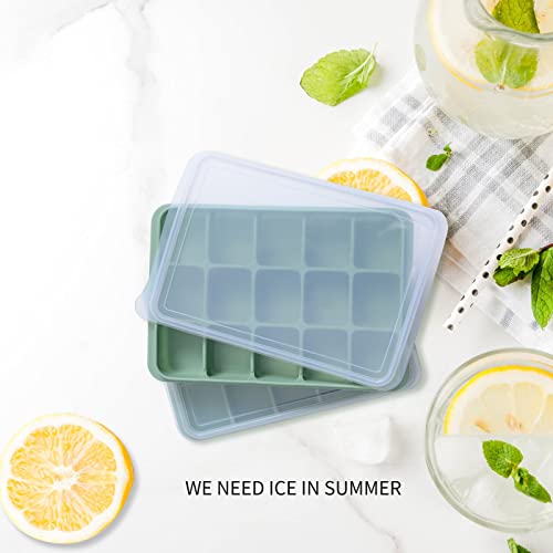 Eco-Friendly Ice Cube Trays Set of 2, effortless Release 15 soft-bottom