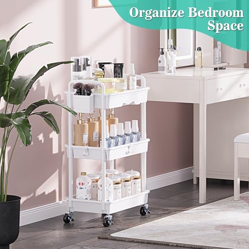 Minimalist SUNALLY 3 Tier Rolling Cart with Drawer, Set