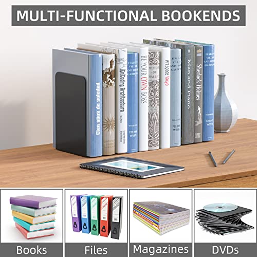 VFINE Bookends 1 Pair, Black Metal Book Ends, Heavy Set